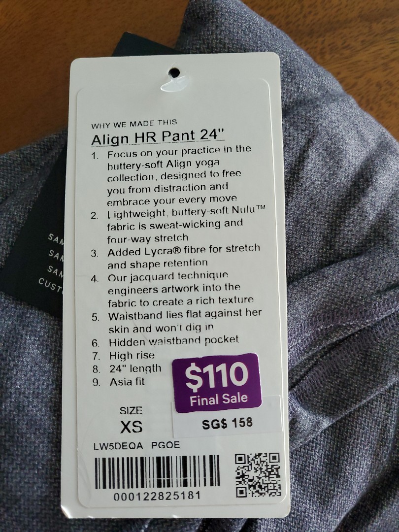 XS Lululemon Align High Rise 24” Mini Heathered Herringbone Heathered Black  Asia Fit, Women's Fashion, Activewear on Carousell