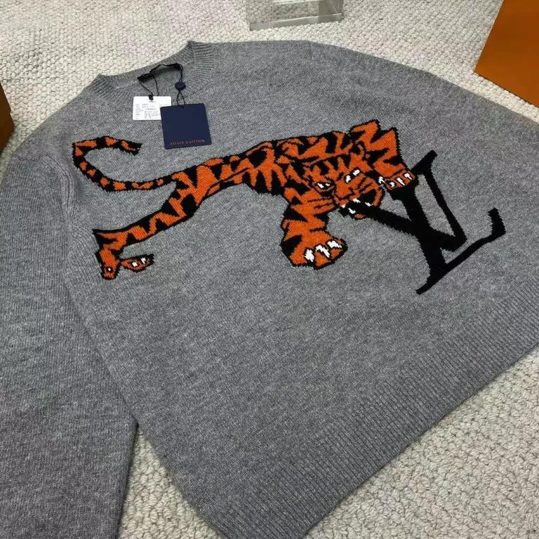 Louis Vuitton 2022 Tiger Intarsia Pullover w/ Tags - Grey Sweaters