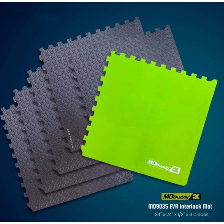MD Buddy Interlocking Gym Floor Mats (set of 6), Sports Equipment