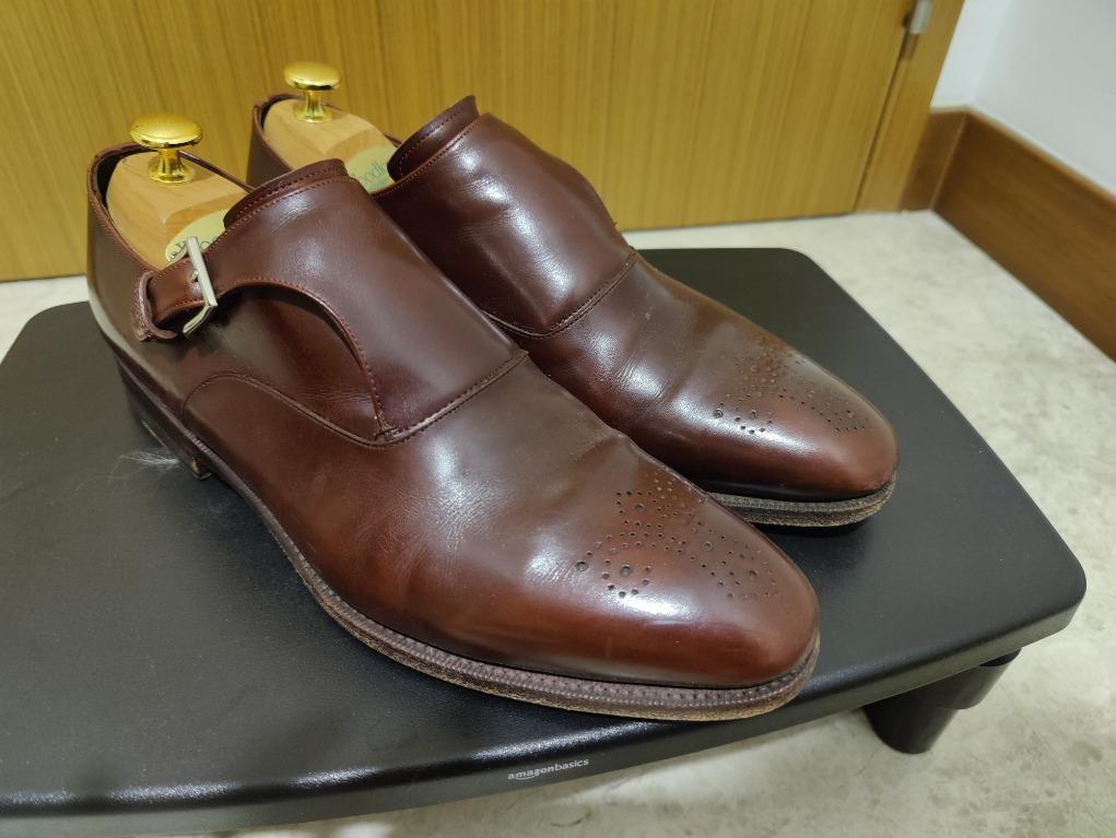 Meermin Linea Maestro Single Monkstrap Shoes in Burgundy UK 7