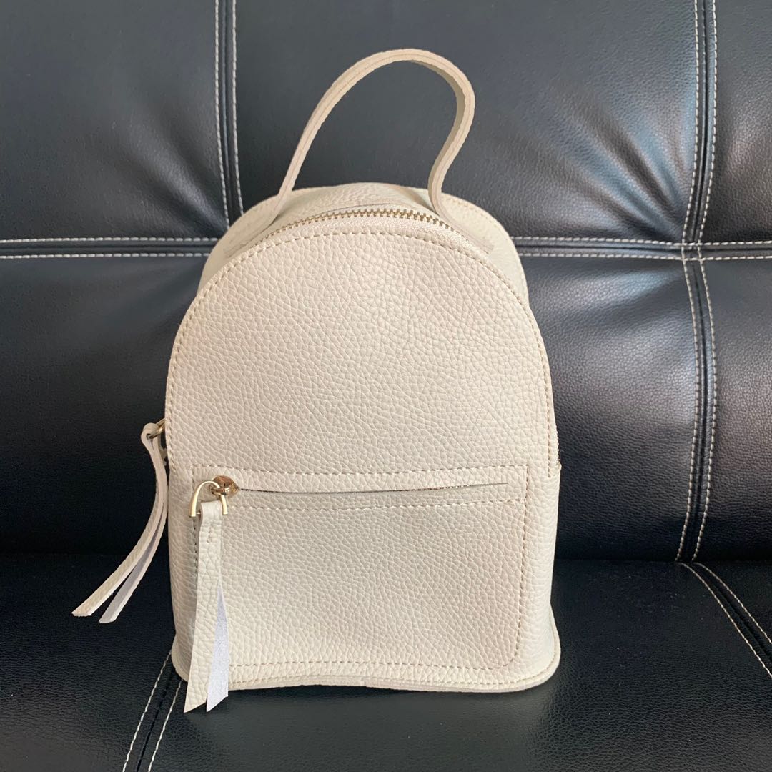 Miniso Beige Mini Leather Backpack 