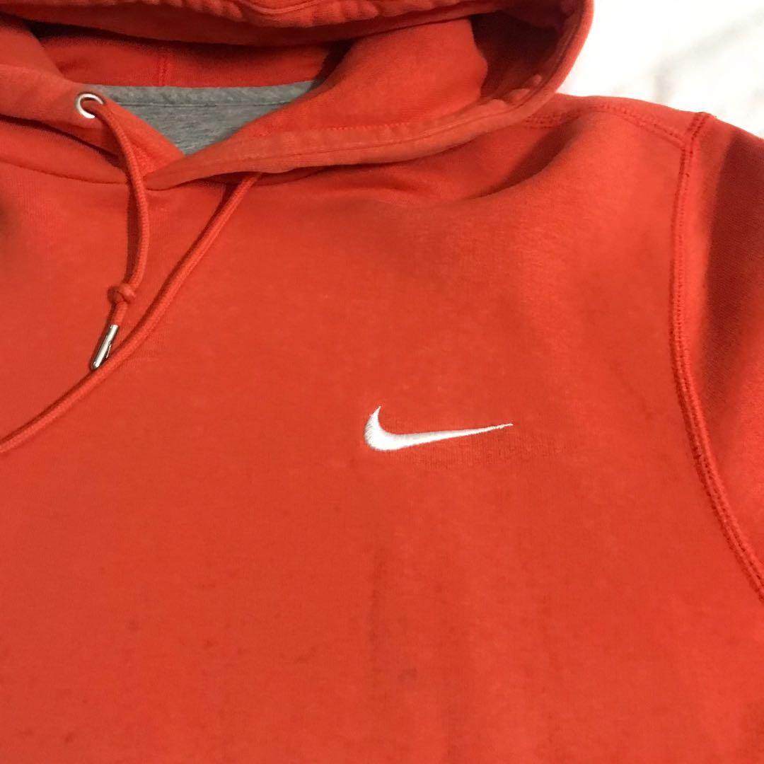 Rare Nike Swoosh Fleece Sweatshirt Orange Colour Full Zipper Small