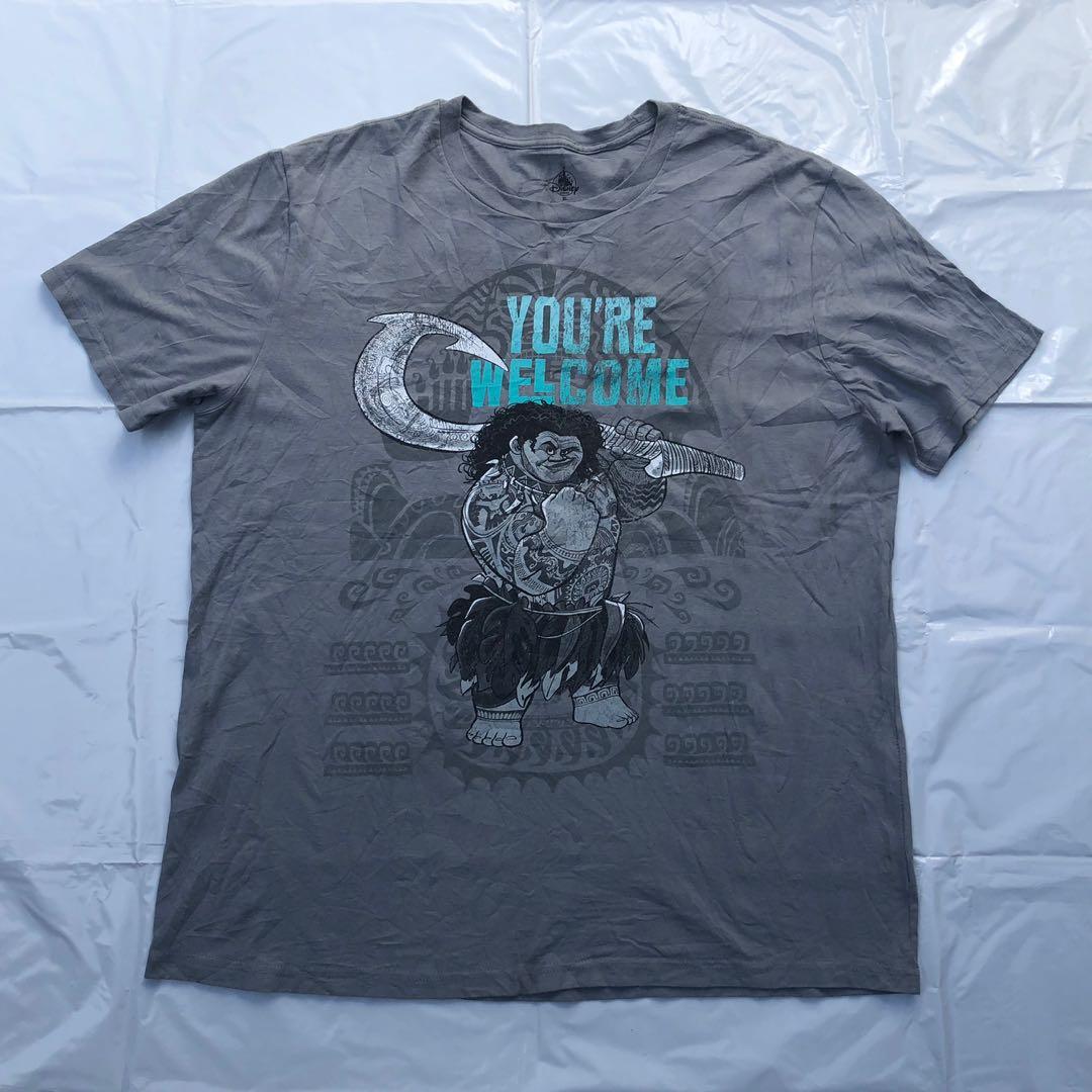 Po Movie Disney 16 Moana Maui Promo T Shirt Gray Xl Unisex Men S Fashion Tops Sets Tshirts Polo Shirts On Carousell