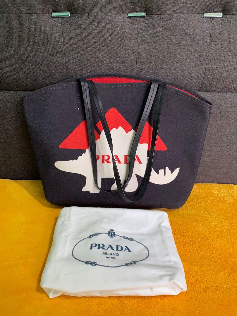 Prada dinosaur print tote bag Luxury Bags Wallets on Carousell