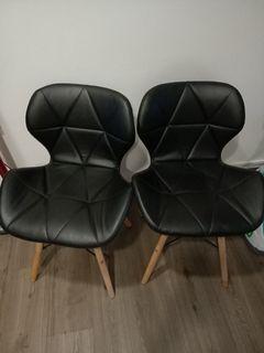 PU chair with wooden leg