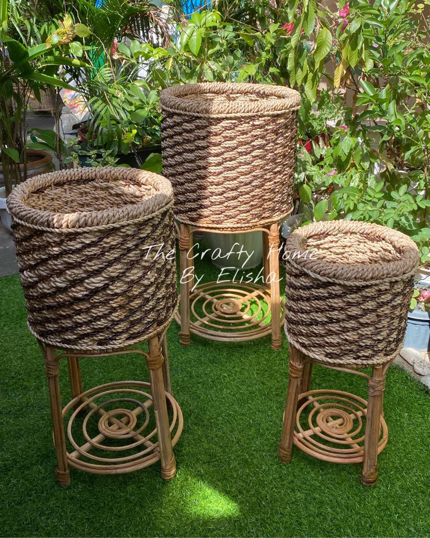 RATTAN PLANT STAND/PLANT BASKET/BURI PLANT STAND, Furniture & Home