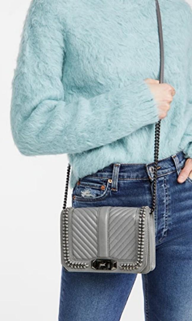 Chevron quilted small love crossbody bag deals