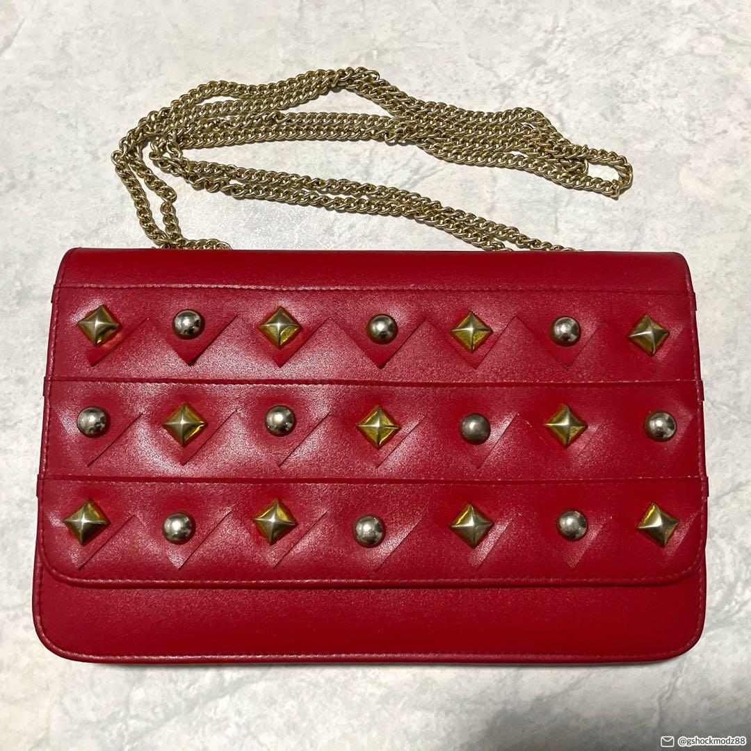 Red studded shoulder bag Women s Fashion Bags Wallets