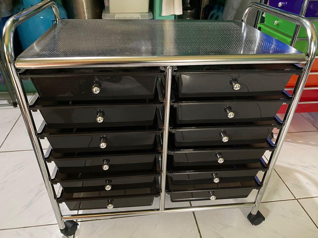 Shaffen 12 Drawer Stainless Steel Rolling Cart, Furniture ...
