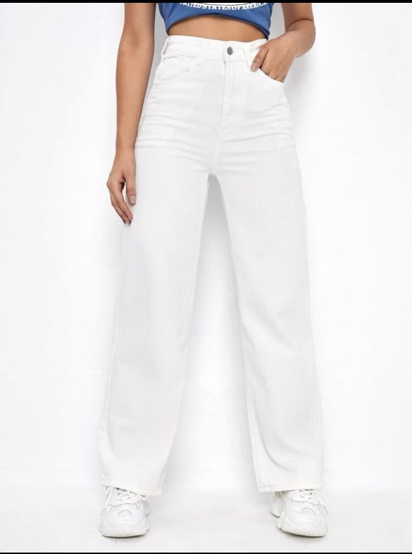SHEIN High Waist White Jeans, Women's 
