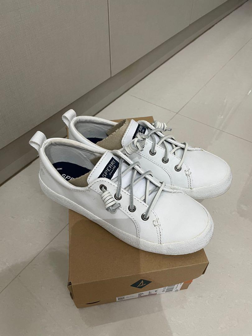 White leather new arrivals sperry sneakers