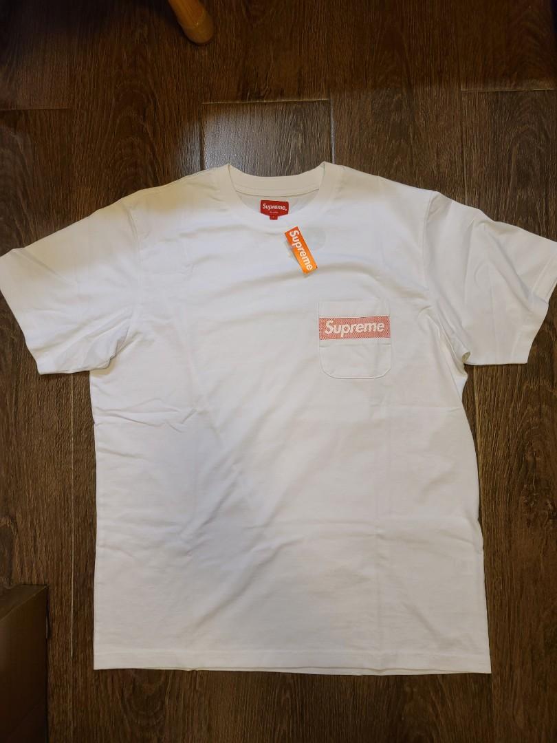 Supreme Mesh stripe pocket tee 白L-