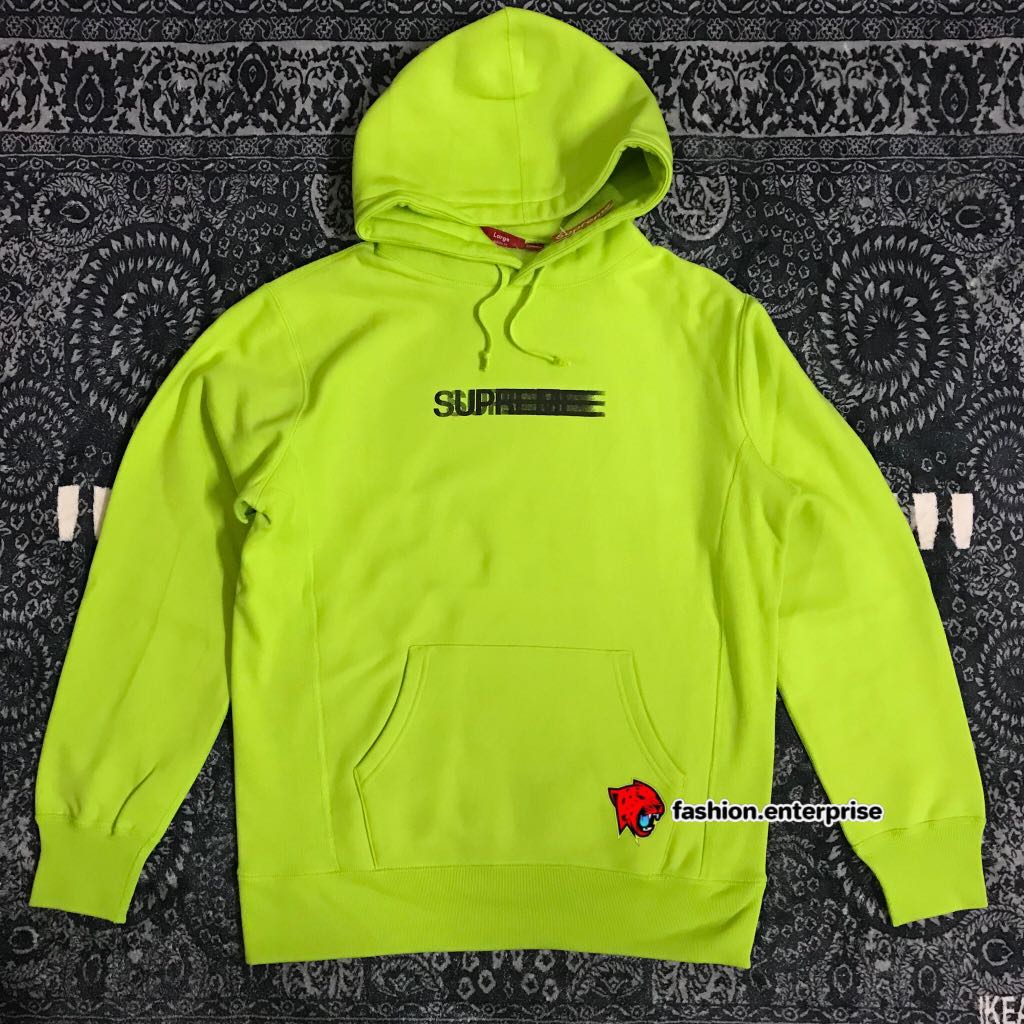 Supreme SS16 Motion Logo Hoodie Lime Men s Fashion Tops Sets
