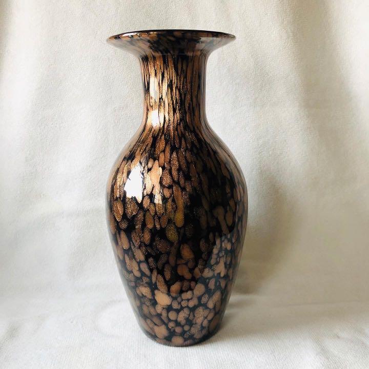 Unique Glitter on Black Art Glass Vase, Furniture & Home Living, Home