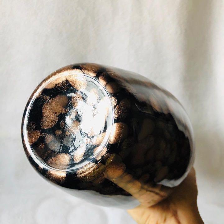 Unique Glitter on Black Art Glass Vase, Furniture & Home Living, Home