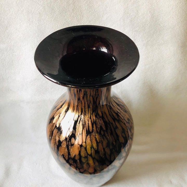 Unique Glitter on Black Art Glass Vase, Furniture & Home Living, Home