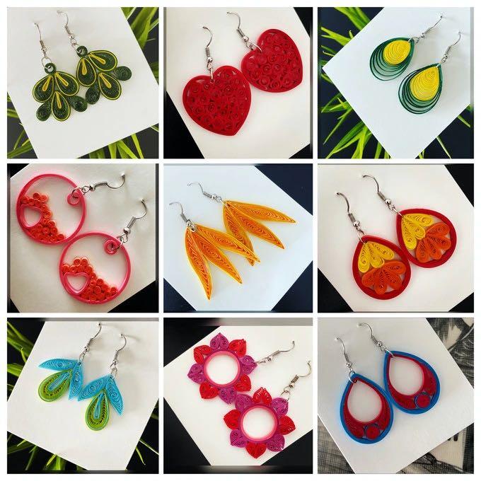 Quilling paper earrings new designs store