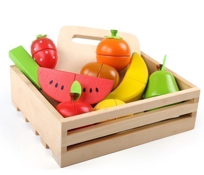 Wooden Fruit Basket Toy Set, Hobbies & Toys, Toys & Games on Carousell