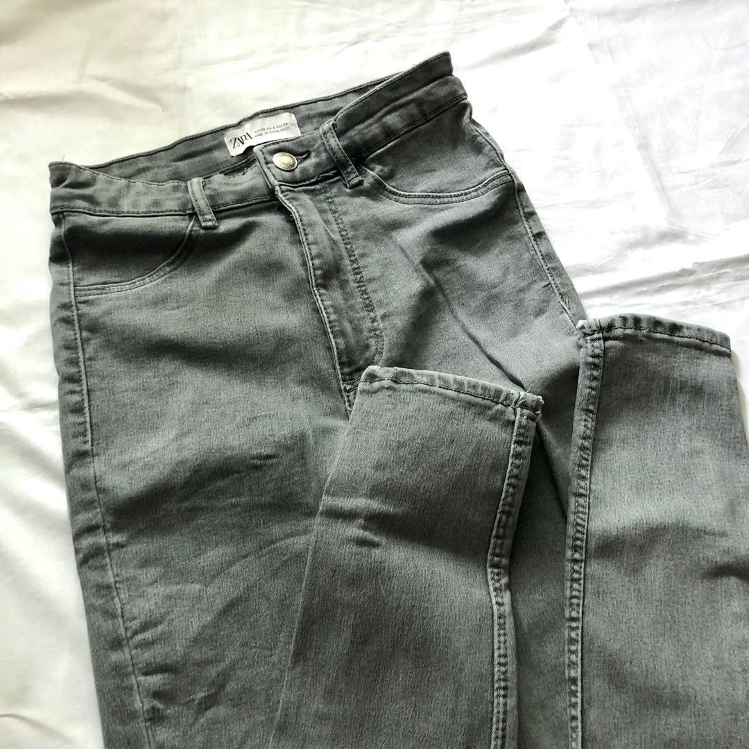 ZARA Celana Panjang Jeans Slim Fit Abu ORI Preloved, Fesyen Wanita, Pakaian  Wanita, Bawahan di Carousell