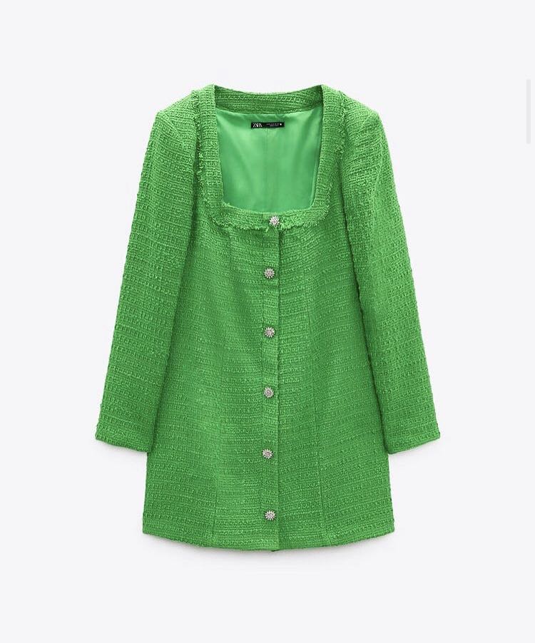 RUSH SALE!!! Zara Green Knit Dress, Women's Fashion, Dresses & Sets