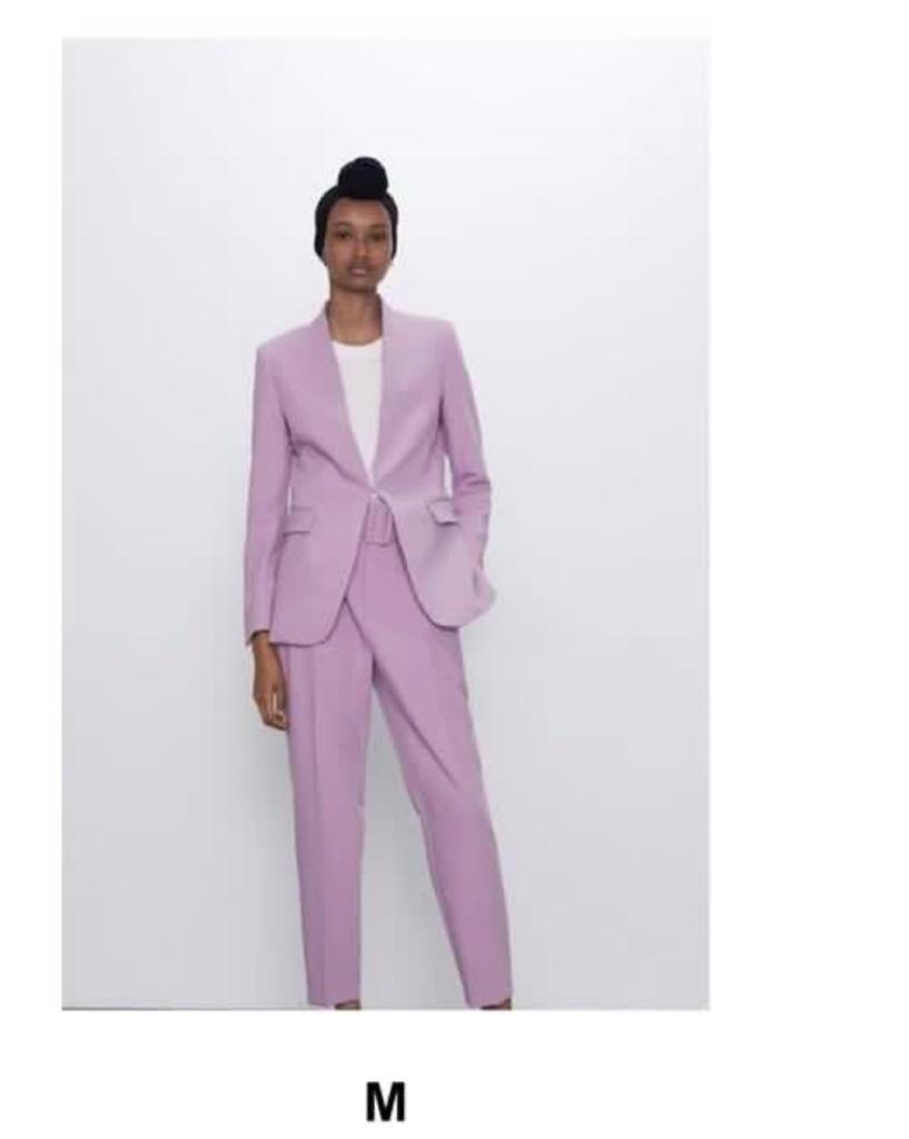 zara set blazer \u0026 pants lilac, Fesyen 