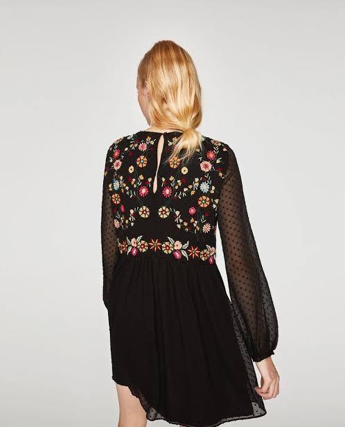 Zara Trafaluc Floral Embroidered Dress, Women's Fashion, Dresses & Sets,  Dresses on Carousell