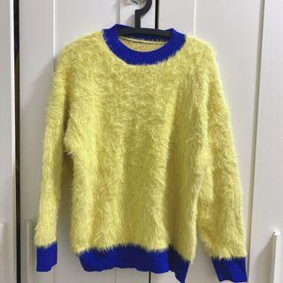 🎁免運🎁黃藍撞色拼接毛衣