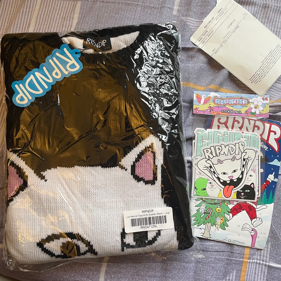 現貨] RIPNDIP Lord Nermal Flippy Knitty Sweater, 男裝, 上身及套裝
