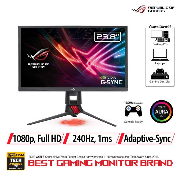 ASUS ROG Strix XG248Q 23.8” Full HD 1080p 240Hz 1ms Eye Care G-SYNC  compatible FreeSync Esports Gaming Monitor with DP dual HDMI