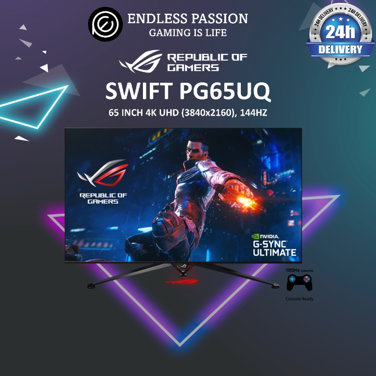 Asus Rog Swift Pg65Uq - Big Format Gaming Display With Nvidia® G-Sync™- 65”  4K Hdr( 3840 X 2160), 120Hz+, Ultra-Low Latency, Nvidia Shield™, Computers  & Tech, Parts & Accessories, Monitor Screens On Carousell