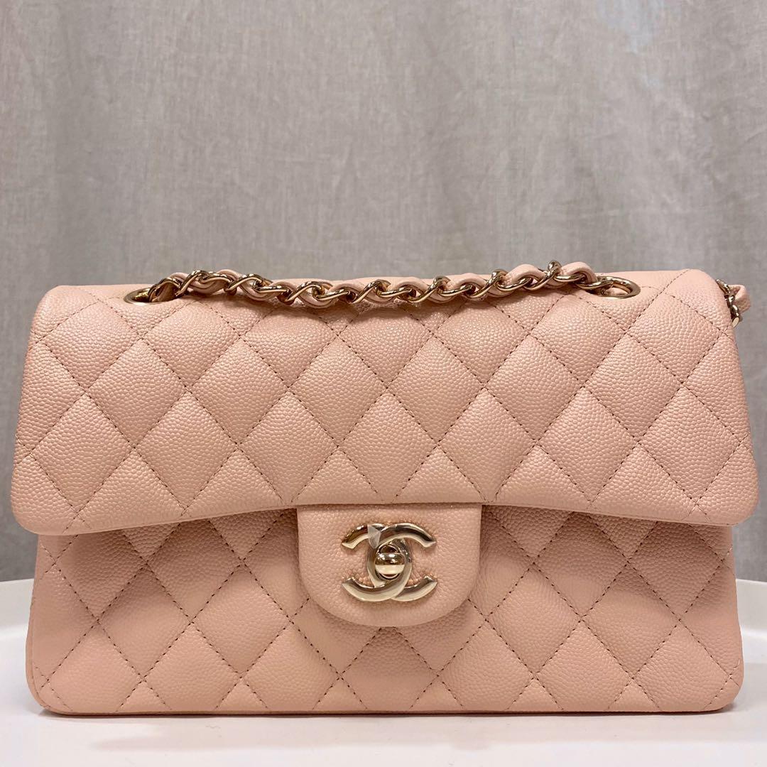 Authentic Chanel 22C Light Beige Small Classic Flap bag in Caviar and Light  Gold Hardware, Luxury, Bags & Wallets on Carousell