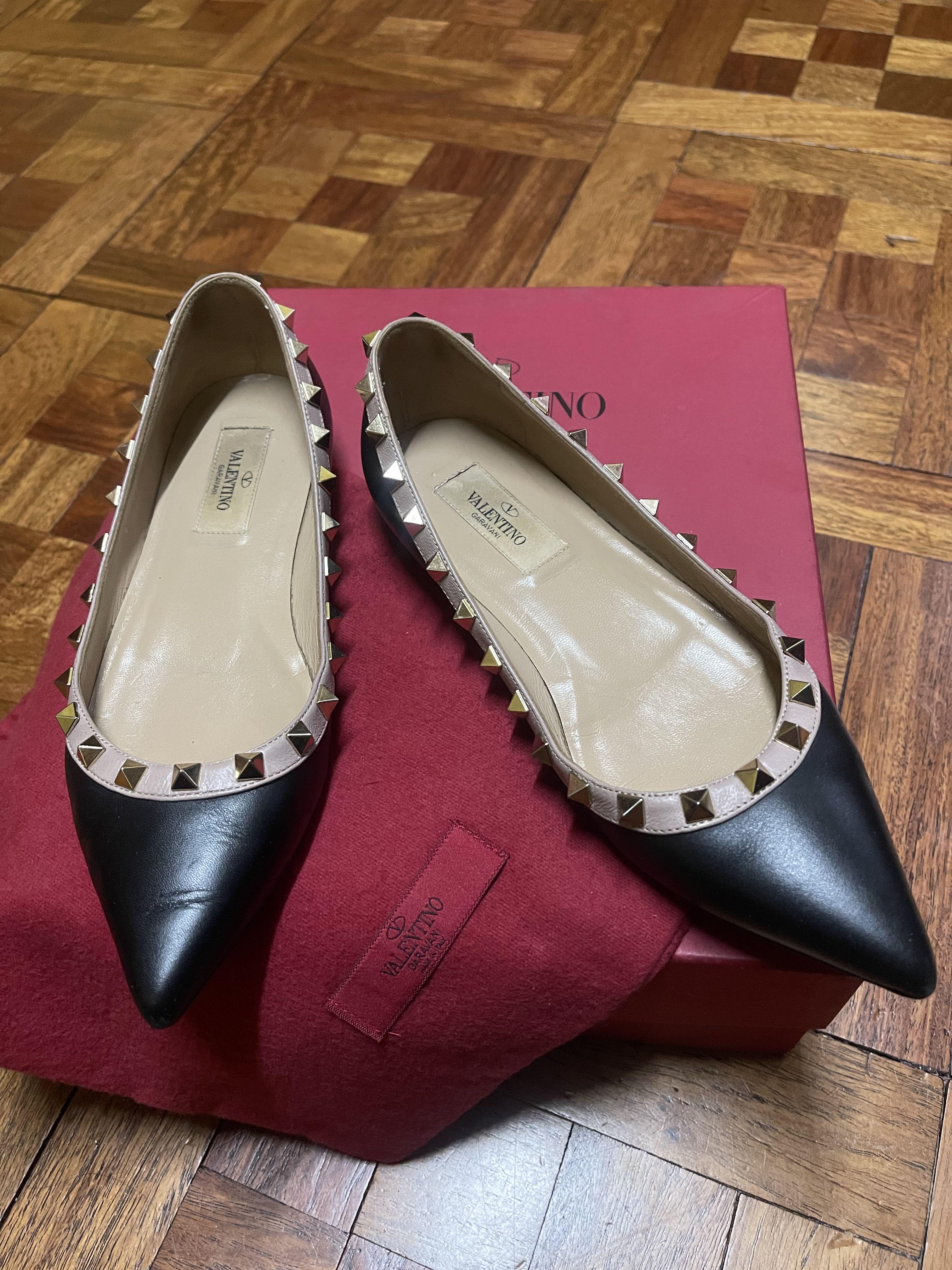 Authentic Valentino Rockstud Flats Luxury Sneakers Footwear on