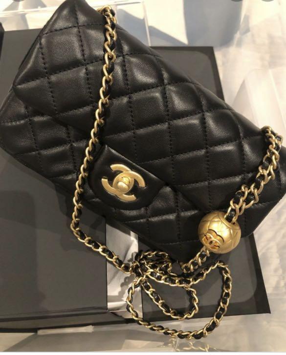 Chanel Black Pearl Crush Square Mini Flap Antique Gold Hardware – Madison  Avenue Couture