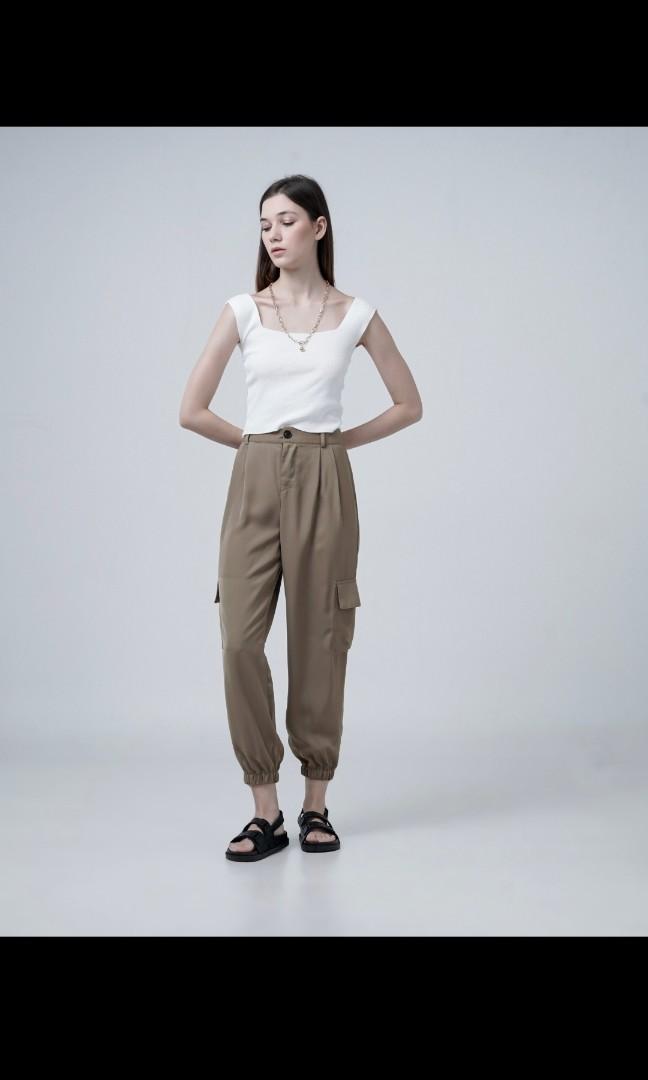 Brown jogger pants, Fesyen Wanita 
