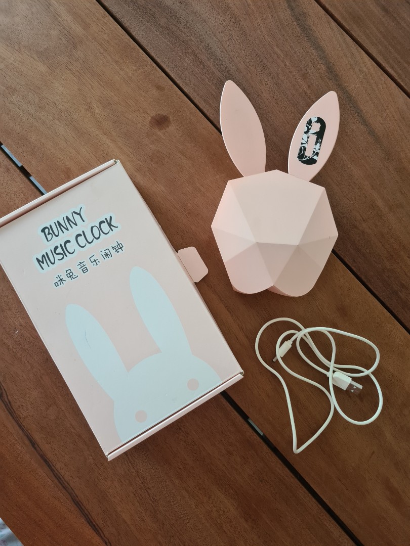 Bunny music alarm clock, Hobbies & Toys, Toys & Games on Carousell