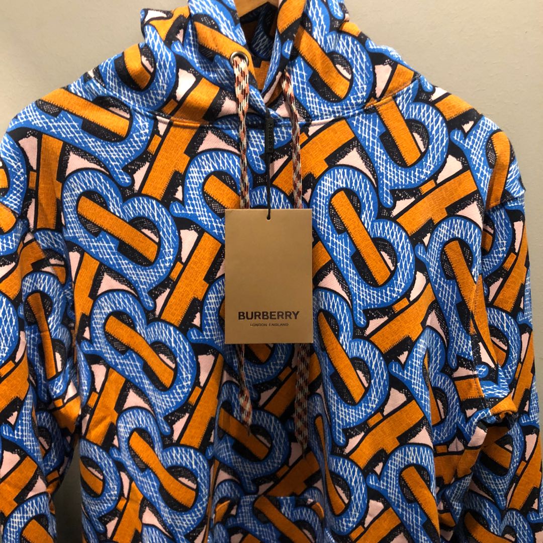 blue and orange burberry hoodie