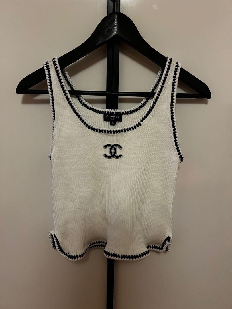 CHANEL  Tops  Iconic Chanel Vintage Spring 995 Black White Cc Logo 95p Crop  Top  Poshmark