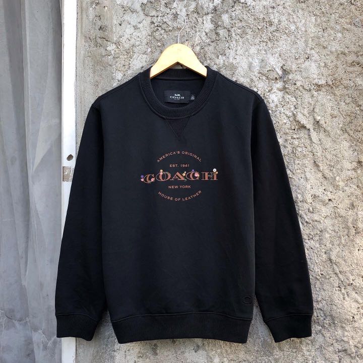 COACH FLORAL BLACK SWEATSHIRT, Fesyen 