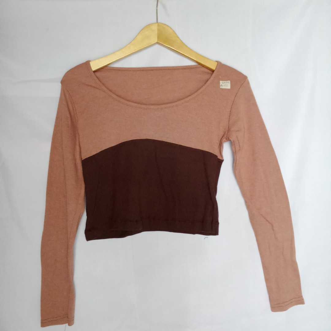 Crop top Long sleeve kaos kaus crop tee 