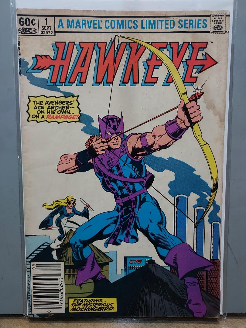 Hawkeye Vol. 1 No.1 September 1983 Marvel Comics (Category: Comics & Manga) located in Pasig City. Submitted by colleectorsbinph (Listing ID 1144924534, Image 2). Description: Hawkeye Vol. 1 No.1 September 1983 Marvel Comics Has Water Stain on Cover Origin of Hawkeye (Clint Barton) 1st meeting of Hawkeye and Mockingbird "Listen to the Mockingbird" – (23-page story) – Hawkeye tells his girlfriend, Sheila Danning, his origin story, and then battles