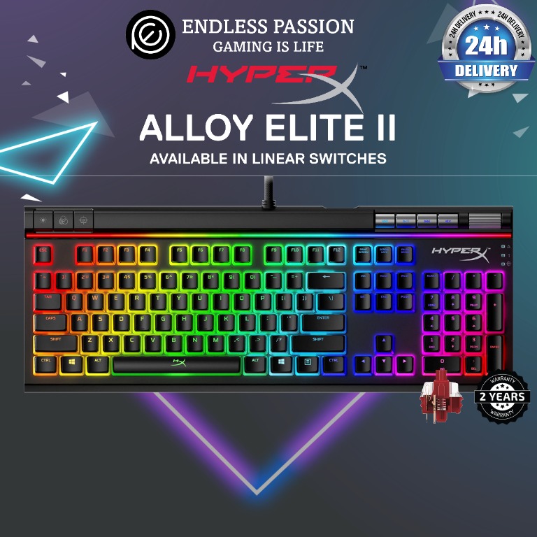 HyperX Alloy Elite 2 Mechanical Gaming Keyboard Red Switch Computers