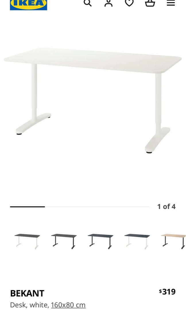 IKEA BEKANT WHITE 160x80cm STUDY TABLE, Furniture & Home Living