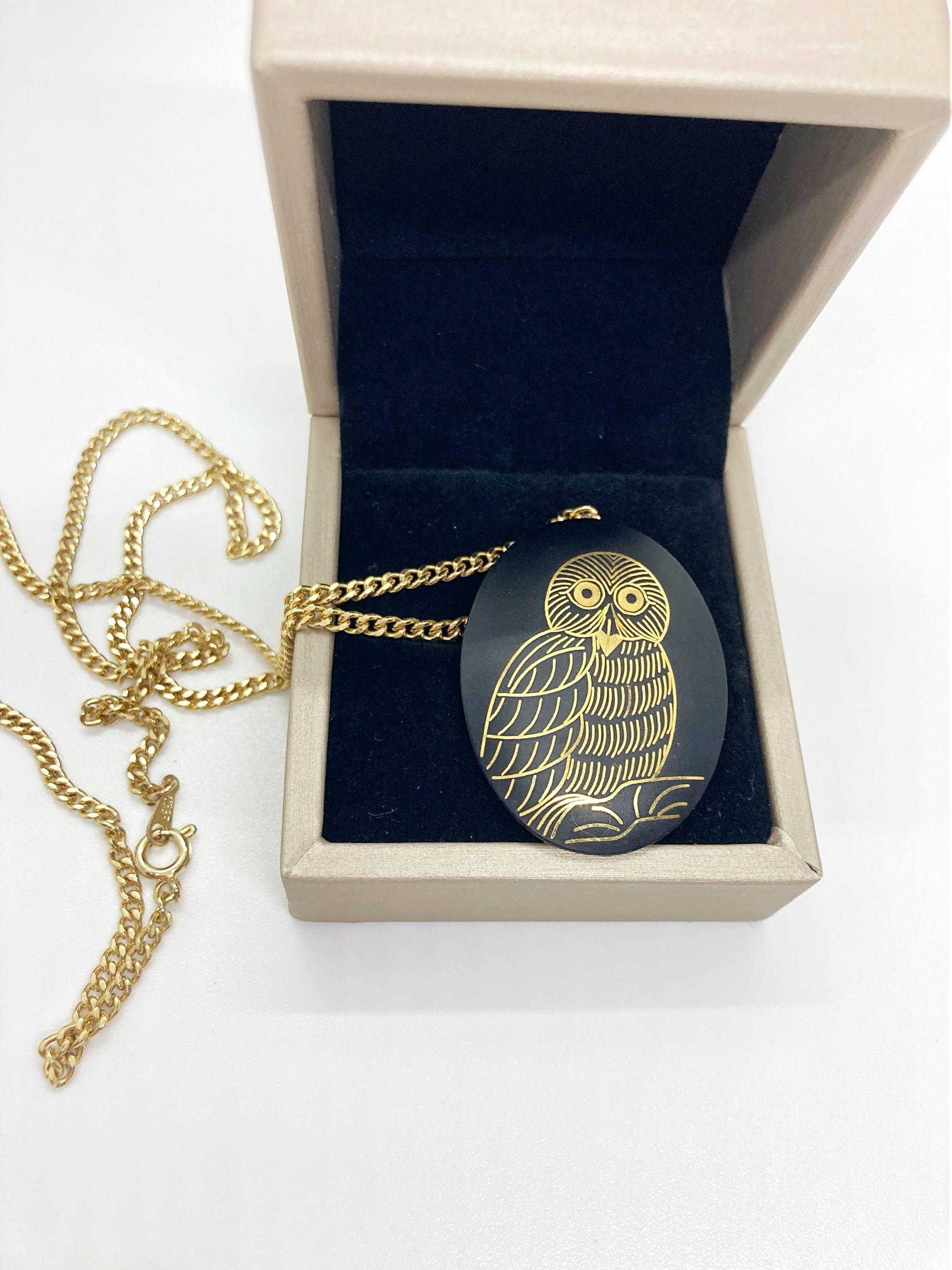 K18 GF Owl Pendant Necklace