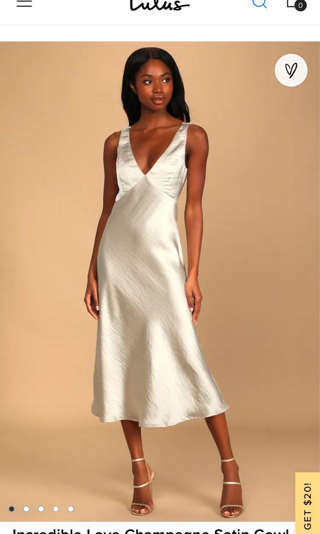 White Slip Dress - Cowl Neck Slip Dress - Floral Satin Dress - Lulus