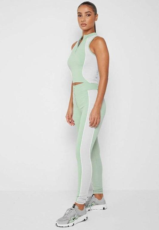 Maniere De Voir HIGH WAISTED PIPED LEGGINGS Women s Fashion