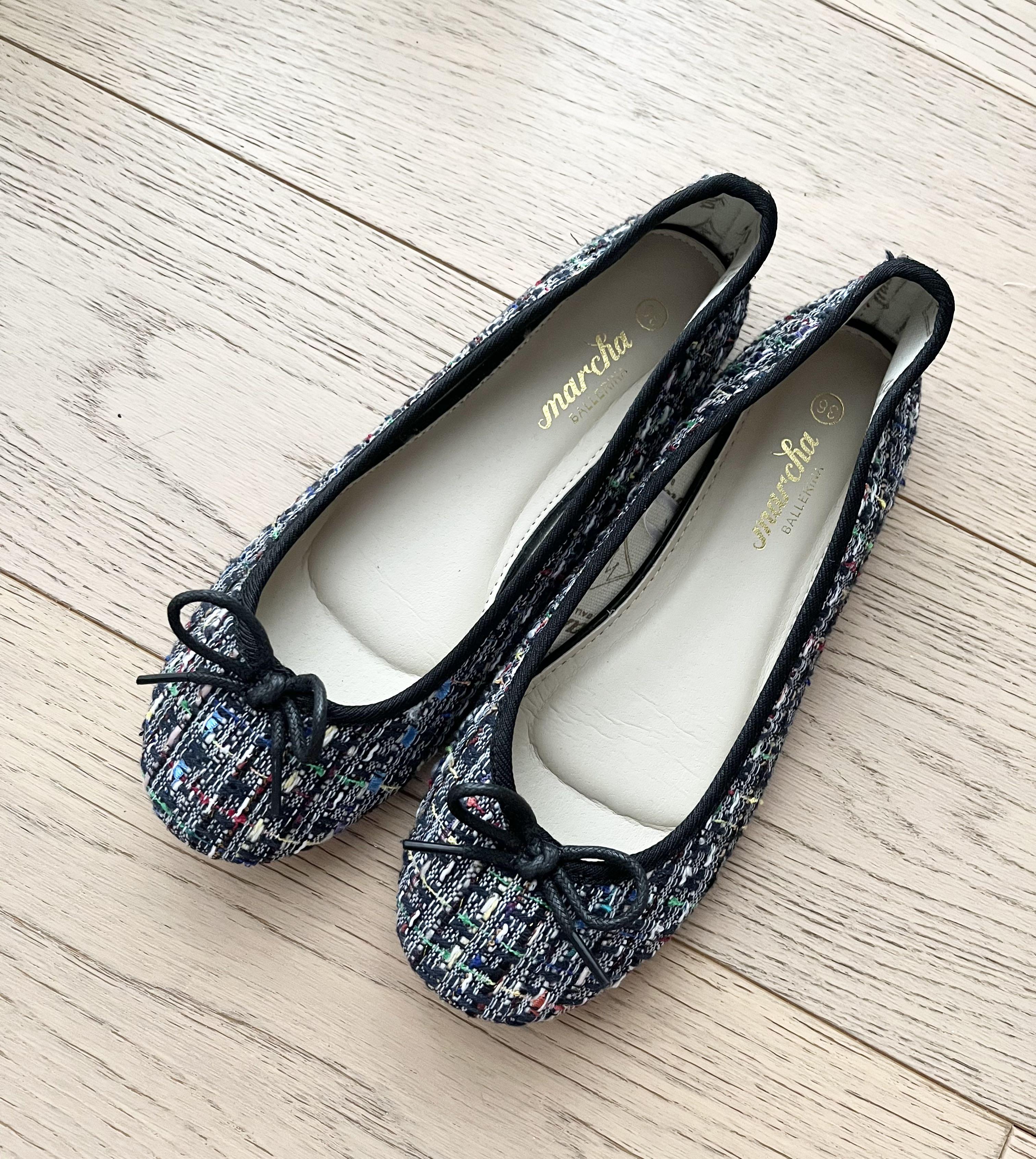 Marcha ballerina flats black and white tweed