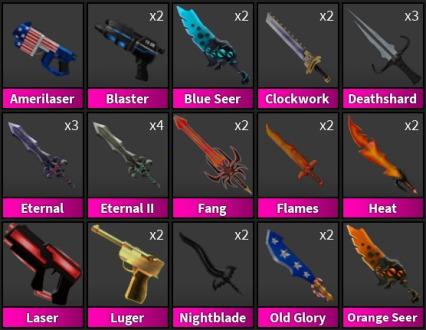 Mm2 Godly & Chroma Halloween Christmas Vintage Eternal Knifes & Gun Murder  Mystery 2 Roblox