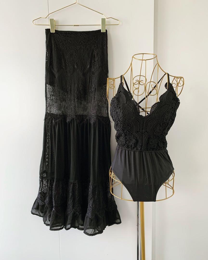 black sheer skirt with shorts