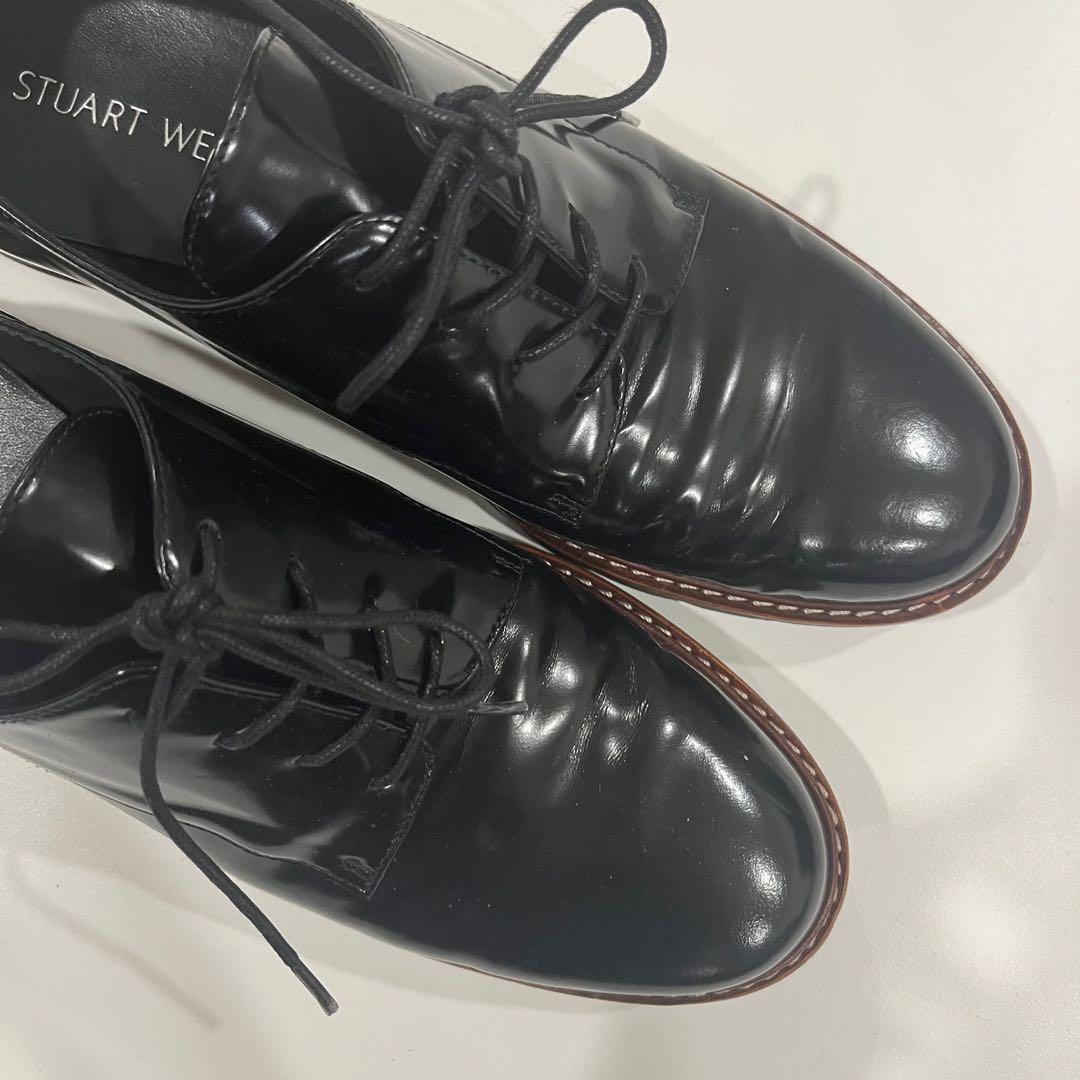 RTP380 Stuart Weitzman Metro Patent Oxfords in Jet Women s