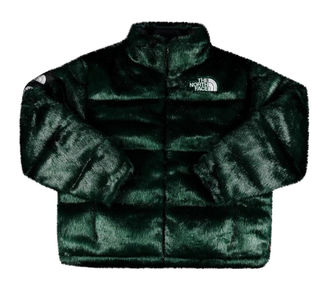 Supreme x The North Face Faux Fur Nuptse Jacket 'Green', 男裝